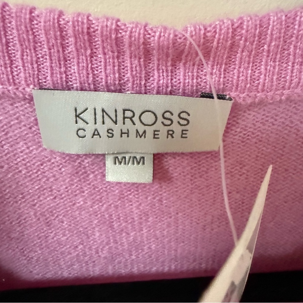 NEW Kinross 100% Cashmere Sweater- Pink Easy Crew Pullover Oversized- M - Picture 3 of 12